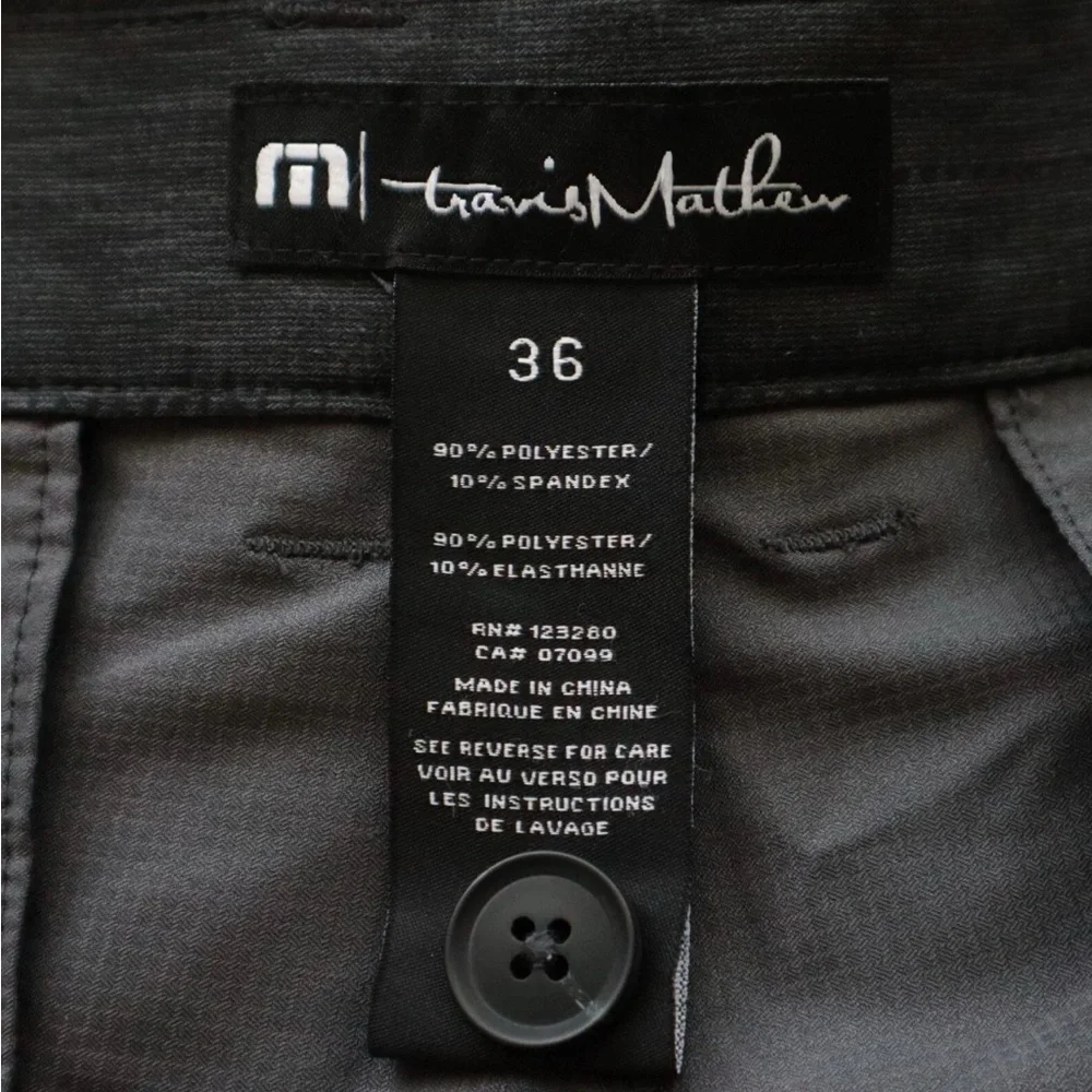 Travis Mathew Shorts Mens 36 Golf Performance Chino Stretch Flat Front Dark Gray